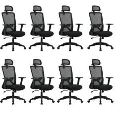 Kit com 8 Cadeira para Escritório Office Dallas Preto