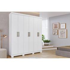 Guarda Roupa Casal 6 Portas e 2 Gavetas c/ Espelho Interno Milena Bran