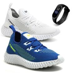Kit 2 Tenis Masculino Treino Academia Corrida Caminhada Fitness + Relo