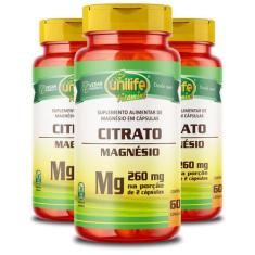 Kit 3 Magnésio Citrato Unilife 60cápsulas