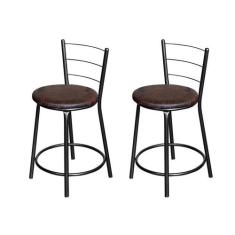 Jogo 2 Banqueta Baixa Para Cozinha Epoxi Craqueada Assento Estofado - 