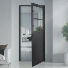 Porta Social Lambril Alumínio 2,10 X 90 Lado Esquerdo Preto