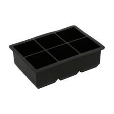 Forma de Gelo em Silicone Preto 6 Cubos com Tampa