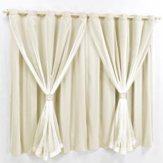 Cortina 2 Mts Sala Quarto Malha Com Voal Trilho Comum Baratissima Palha