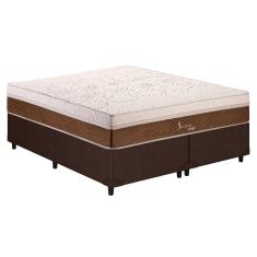 Cama Box Queen: Colchão Molas Polar MasterPocket Ensacadas Jasmim + Base CRC Courano Brown(158x198)