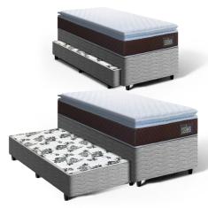 Cama Box com Colchão de Espuma D33 Pillow Top Comfort Luxo + Auxiliar de Molas Unique Solteiro 88cm