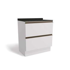 Balcão de Cozinha Modulado Maxxi G755 2 Gavetas c/Tampo 80cm Branco/Preto Brilho - Kappesberg