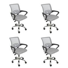 Kit 4 Cadeiras para Escritorio Diretor Tela Mesh Tok 3310 Cinza
