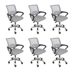 Kit 6 Cadeiras para Escritorio Diretor Tela Mesh Tok 3310 Cinza