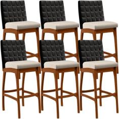 Kit 06 Banquetas Altas Cozinha Sala De Jantar Fixa Mila L02 material s
