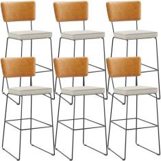 Kit 06 Banquetas Altas Sala De Jantar Fixa Allana L02 material sintéti