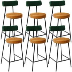 Kit 06 Banquetas Baixa Cozinha Sala Jantar Bancada Milão L02 material 