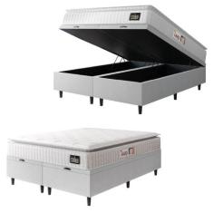 Cama Box Baú Casal Queen Colchão Espuma D45 Lazio Pillow Top 158x198x6