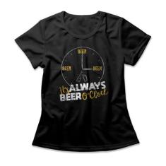 Camiseta Feminina Beer O' Clock - Studio Geek, G, Preto