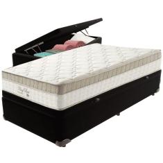 Cama Box Baú Preto E Colchão King Best Molas Ensacadas Solteiro 88x188x33 Anjos