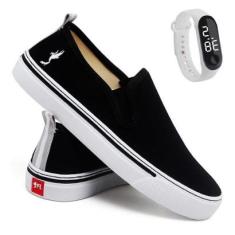Kit Tênis Casual Feminino + Relógio Slip On leve Conforto-Feminino