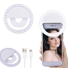 Clipe Anel Led Luz Branca Selfie para celular - Mini Ring Light BRANCO
