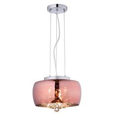Lustre Pendente Plafon Soho Vidro Cobre Translucido Com Cristais Ø28Cm 3Xg9 Bella - Pd005Co