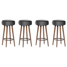 Kit 4 Banquetas Alta Pés Palito Roma Asfalto 70cm