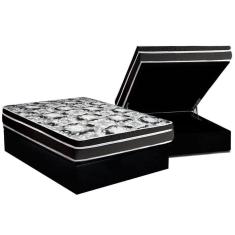 Conjunto Box Baú Casal: Colchão Espuma Luckspuma D45 Gran Luck + Base CRC Suede Black(138x188)