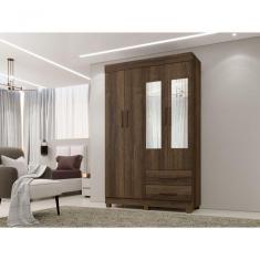 Roupeiro Copacabana New 4 Portas 2 Gavetas E Espelho Benetil Cor:imbuia