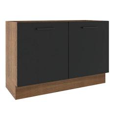 Balcão de Pia Madesa Agata 2 Portas - Rustic/preto