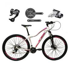 Bicicleta Feminina Aro 29 Ksw Mwza 27v Câmbios Shimano Altus Freios Hidráulicos - Branco-pink-violeta Tam.17