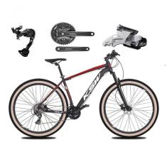 Bicicleta Aro 29 Ksw Xlt Alívio E Altus 27v Freio Hidráulico Garfo Trava Pneu Faixa - Preto-vermelho-branco Tam.19