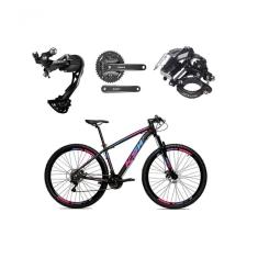 Bicicleta Aro 29 Ksw Xlt Alívio E Altus 27v Freio Hidráulico Garfo Trava - Preto-pink-azul Tam.17