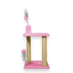 Arranhador para Gatos Sisal Plataforma 2 Andares com Brinquedo - Miupe