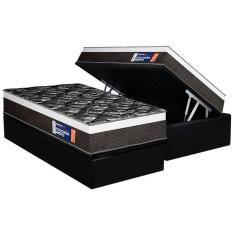 Cama Box Baú Solteiro: Colchão Anatômico Plumatex D33 / Selectus + Base Crc Suede Black(88x188)