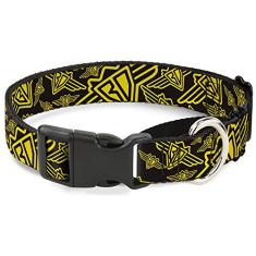 Buckle-Down Coleira para cachorro com estampa de blocos multicoloridos, 2,54 cm de largura, serve para pescoços de 28-43,18 cm - Médio