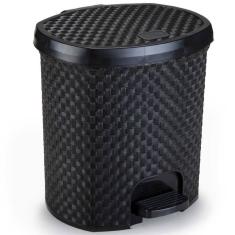 Lixeira De Pedal Em Polipropileno 6 Litros Preta Rattan