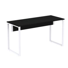 Mesa Escritório P25 TUB Pandin 120 cm (larg) Tampo MDP Preto Pé Aço Tubular Branco