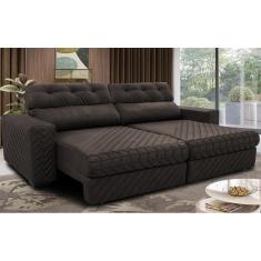 Sofá Retrátil e Reclinável 2,15m Molas Ensacadas Cama inBox Style. Thermo Gel Linho