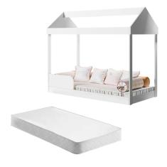 Cama Montessoriana Maria Eduarda Branco Com Colchão