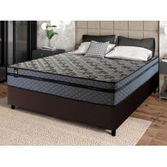 Conjunto Cama Box c/ Molas Ensacadas Montreal Cinza Casal 138x188x64 -