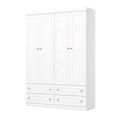 Guarda Roupa Infantil 4 Portas e 4 Gavetas Mississipi Branco - Henn