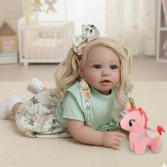 Boneca Reborn Realista Bebe Corpo de Silicone NEW HAPPY - 30B, 1 unida