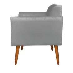 Poltrona Marisa Suede Grafite Pés Palito Castanho D´rossi