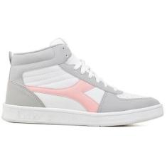 Tênis Casual Cano Alto Diadora Hi-Playmaker Cinza e Rosa Feminino 39 BRANCO/CINZA CLARO/ROSA Diadora-Feminino