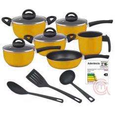 Conjunto de panelas amarelo 09 peças antiaderente - Marpal