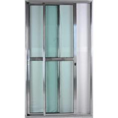 Porta de Alumínio de Correr Balcão 2 Folhas 2,10 x 1,20 Brilhante Linha 25 Com Chave