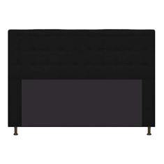 Cabeceira Estofada Dama 160 cm Queen Size Com Botonê Suede Preto - ADJ Decor