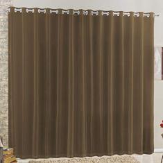 Cortina 2 Mts Sala Quarto Voal e Linho para Trilho Comum Barata Tabaco