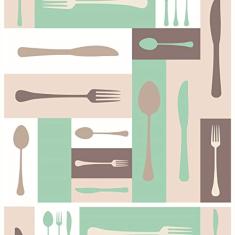 Papel De Parede Adesivo Lavável Talheres Marrom 15m