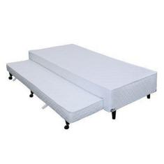 Cama Box Castor Solteiro Poli Branco Acoplado 88x188x27cm
