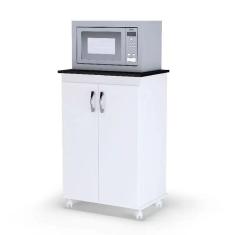 Balcão Armário para Cozinha Porta Microondas Vitória 2 Portas Branco - AJL Móveis