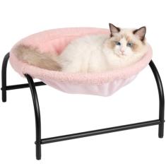 JUNSPOW Cama para Animais de Estimação, Rede para Gatos e Cães, Tamanho Médio, Veludo de Pelúcia, Rosa, Fácil de Usar