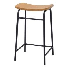 Banqueta Canoa Média Design Único Moderno Preto/Amêndoa